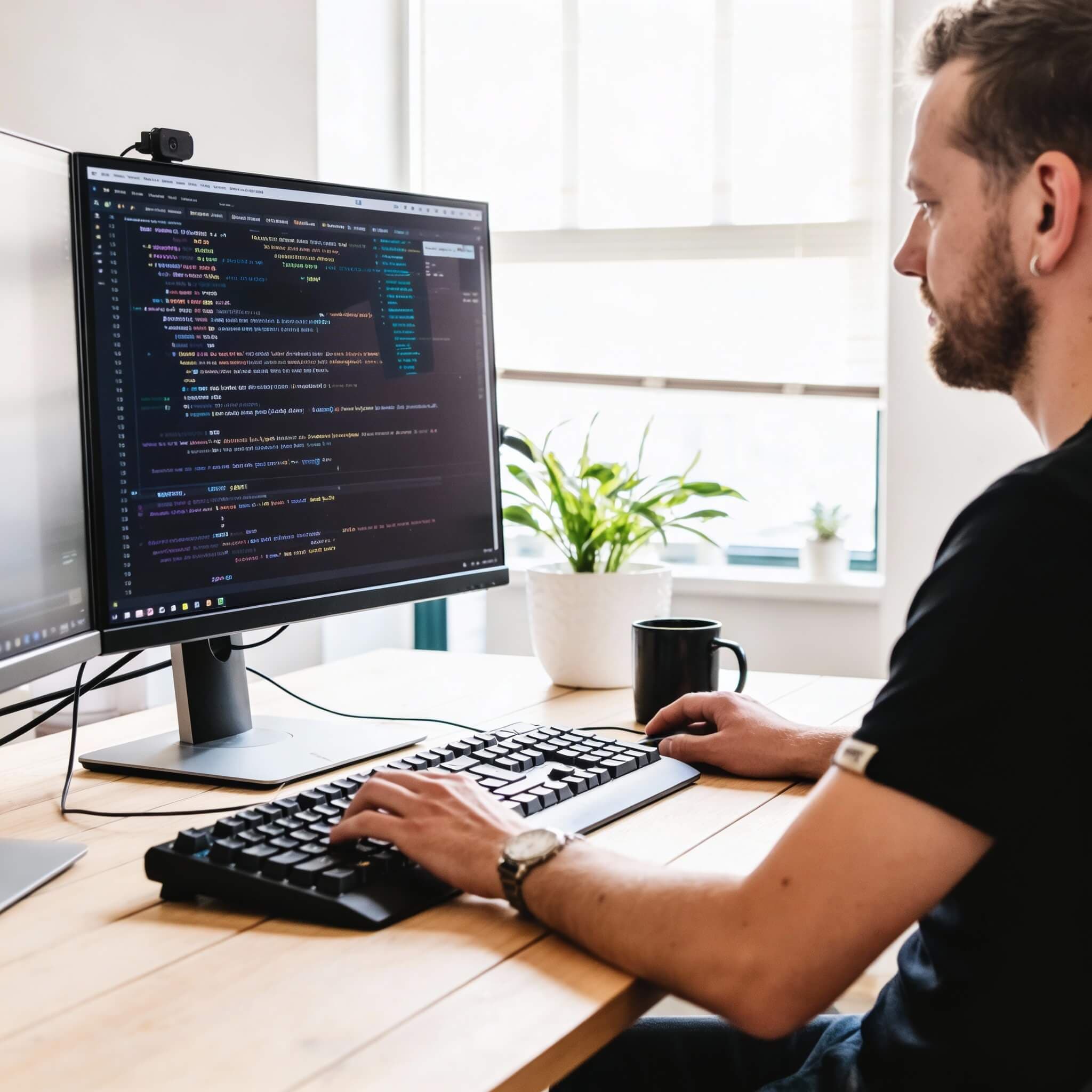 Software developer aan het programmeren